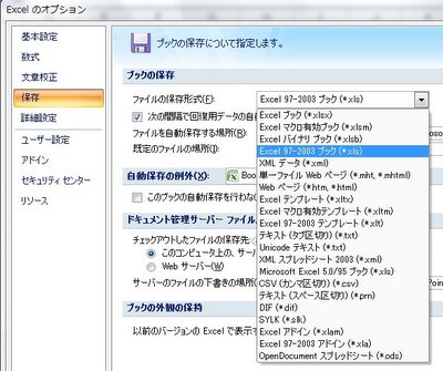 保存オプション 保存オプション