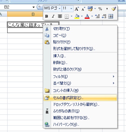 セルの書式設定 セルの書式設定