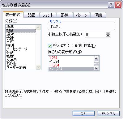 最初に表示形式タブの分類の数値である程度の設定をしておく 最初に表示形式タブの分類の数値である程度の設定をしておく