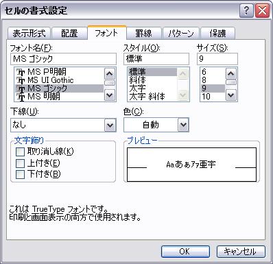 セルの書式設定 セルの書式設定